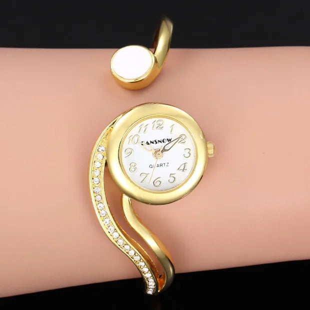 Elegant Ladies Quartz Watch - Rhinestone Stainless Steel