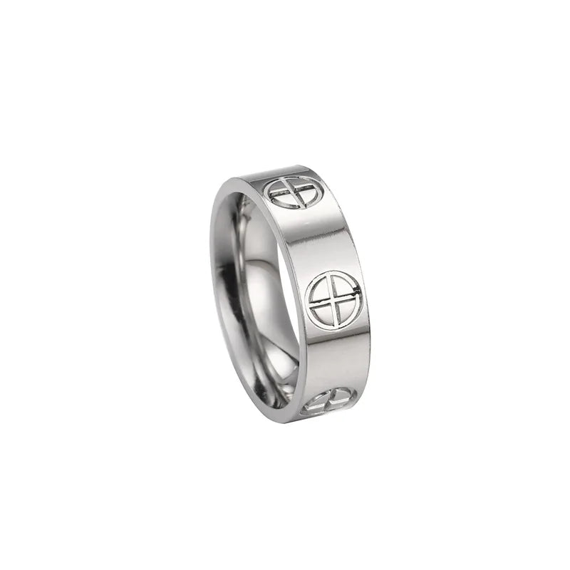 Luxury Stainless Steel Cross Ring - Classic Gold Wedding Jewelry