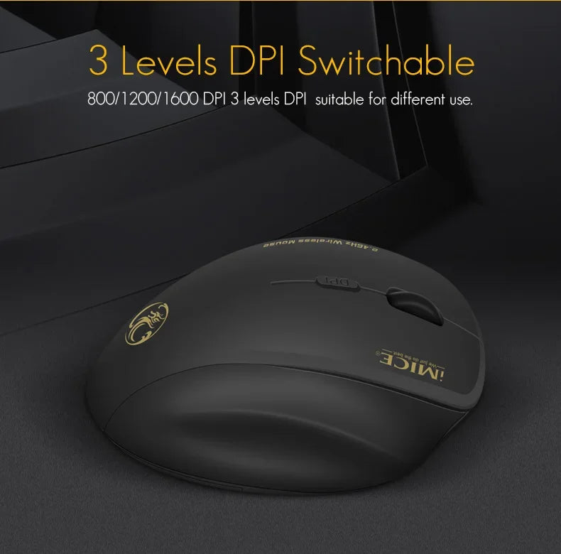 Premium Wireless Silent Mouse - 3 Adjustable DPI & 6 Buttons