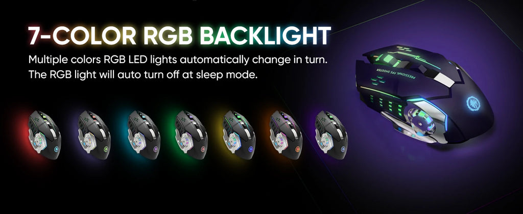 Premium Rechargeable Wireless Mouse - Bluetooth & 2.4GHz Silent RGB