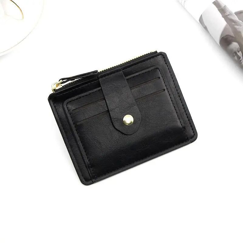 Luxury Slim Leather Wallet with Coin Pocket - Compact Card Holder