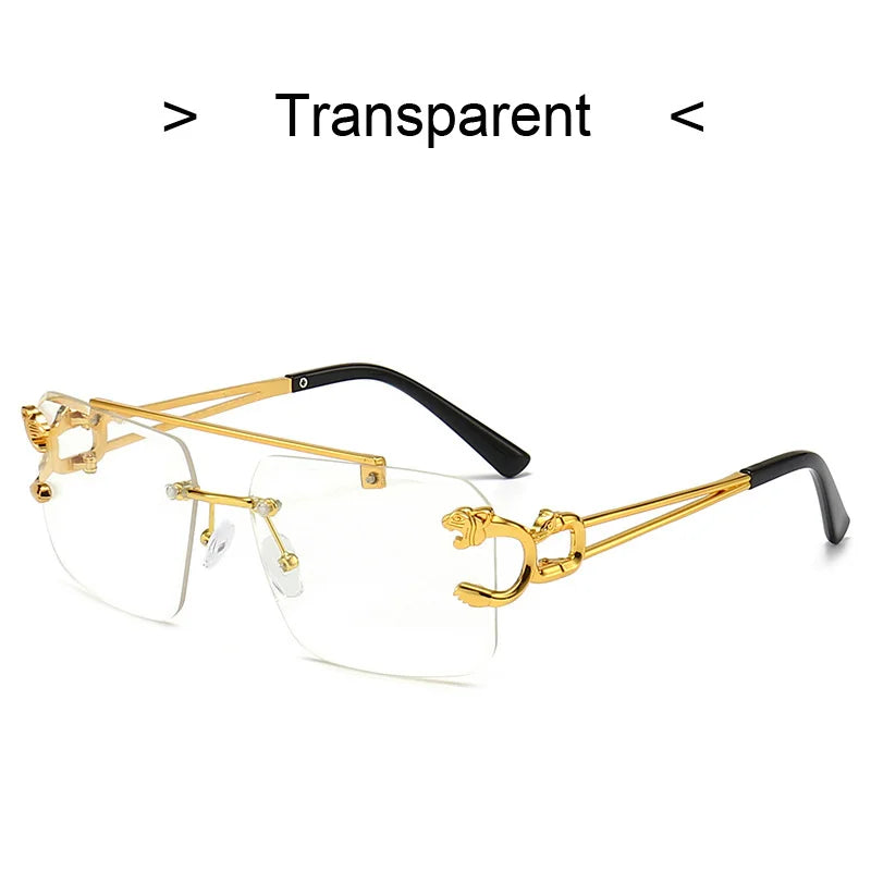 Vintage Square Sunglasses - Rimless Retro Designer Shades