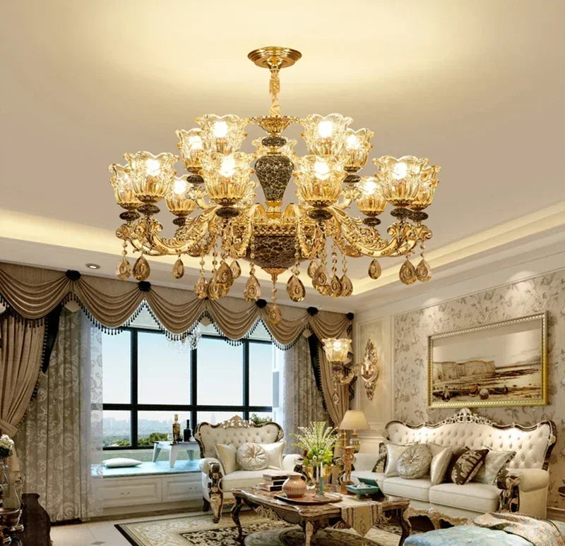 Elegant French Retro Chandelier - Grand Crystal Lighting