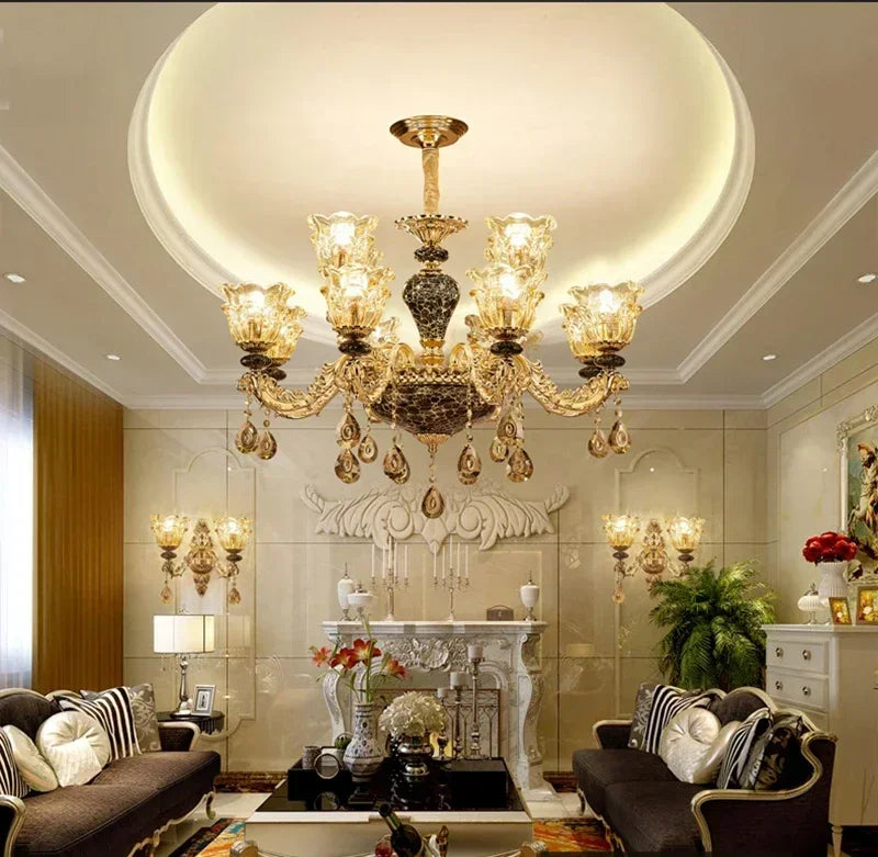 Elegant French Retro Chandelier - Grand Crystal Lighting