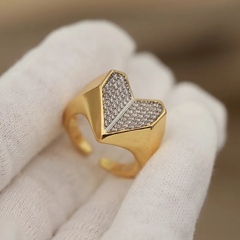 Luxury Crystal Waterdrop Open Ring - Adjustable Zirconia Jewelry