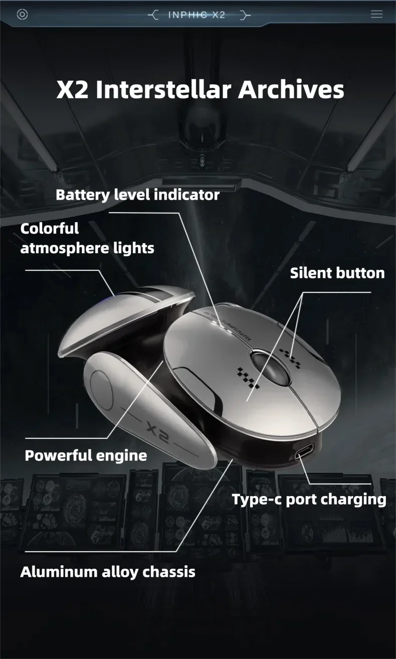 Silent Wireless Gaming Mouse - Rechargeable, Metal Base, Bluetooth 5.0
