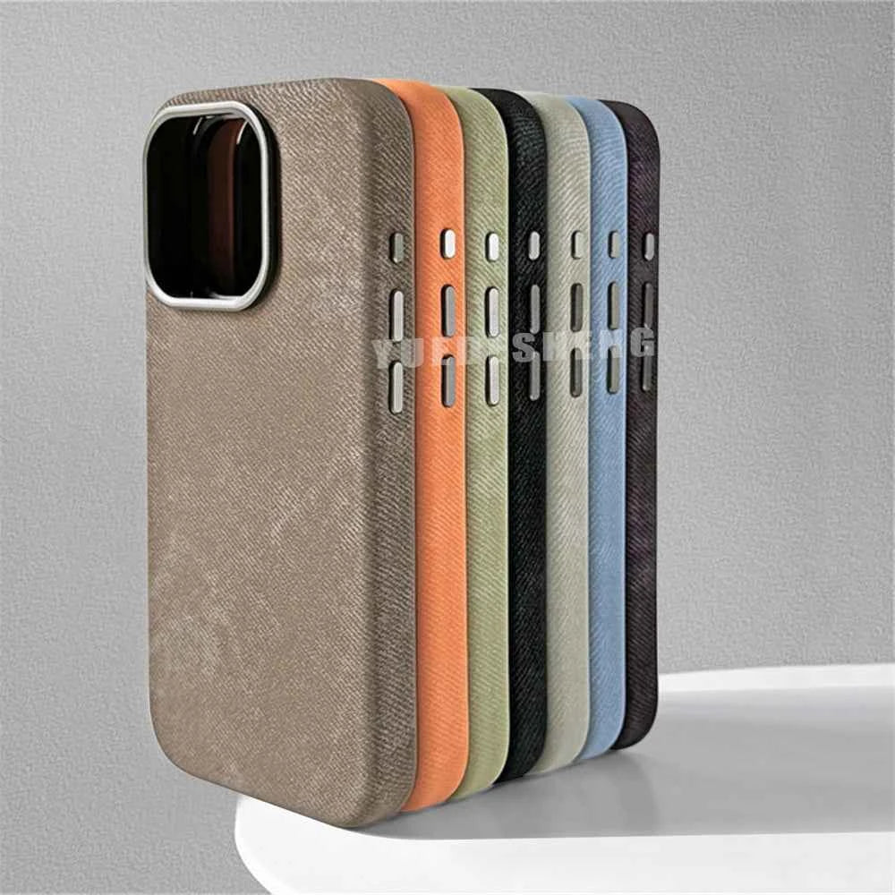 Luxury MagSafe Fiber Leather Shockproof Case - Premium Magnetic Cover