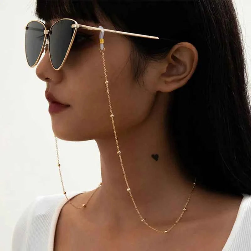Elegant Pearl Metal Eyewear Chain - Dual-Use Mask & Glasses Holder