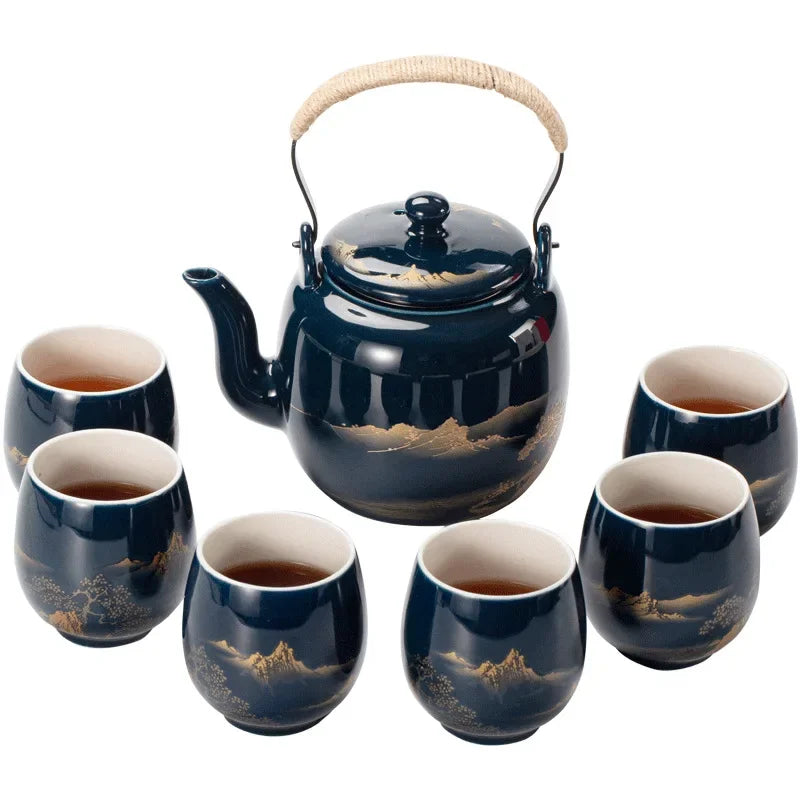 Premium Ceramic Tea Set - Large Capacity Beam Pot