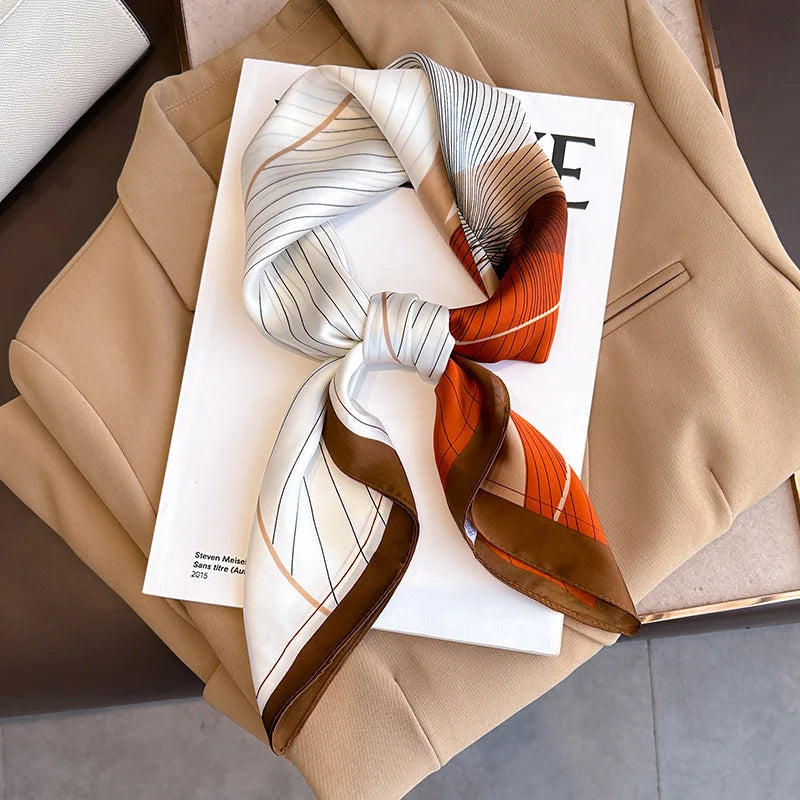 Luxury Silk Scarf - 70x70cm Square Shawl & Headband