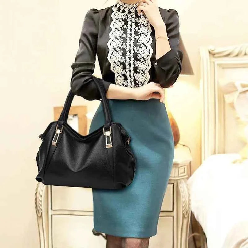 Elegant Women Shoulder Bag - Large Capacity Soft PU