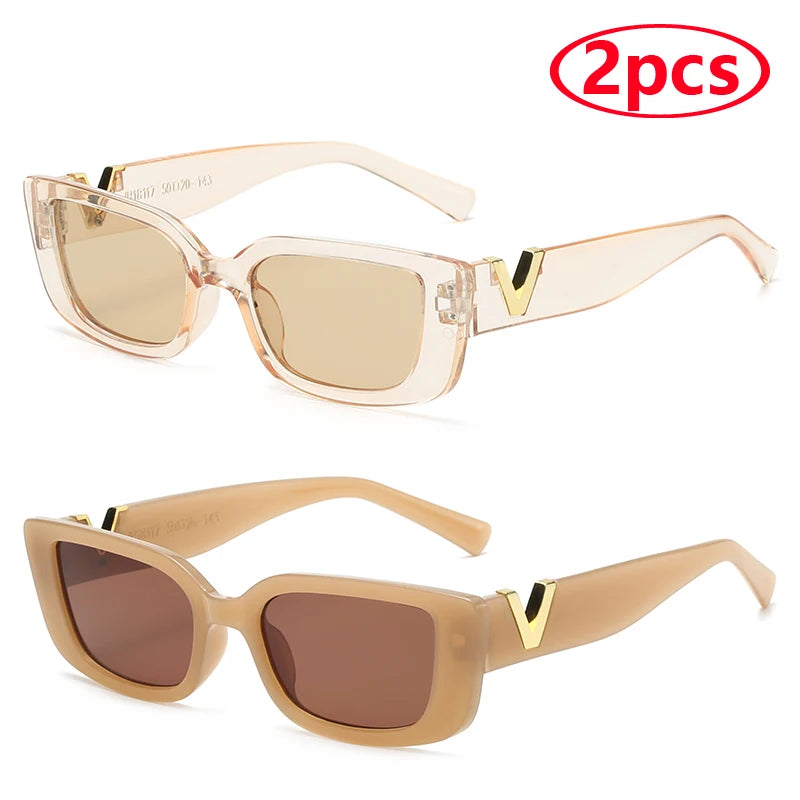 Luxury Vintage Rectangle Sunglasses - Classic Small Frame Eyewear