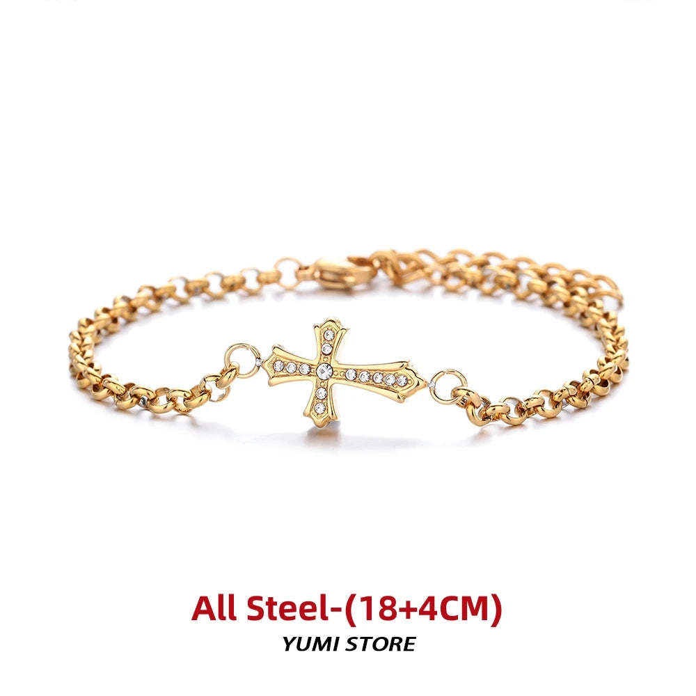 Premium Titanium Steel Cross Bracelet - Non-Fading & Adjustable