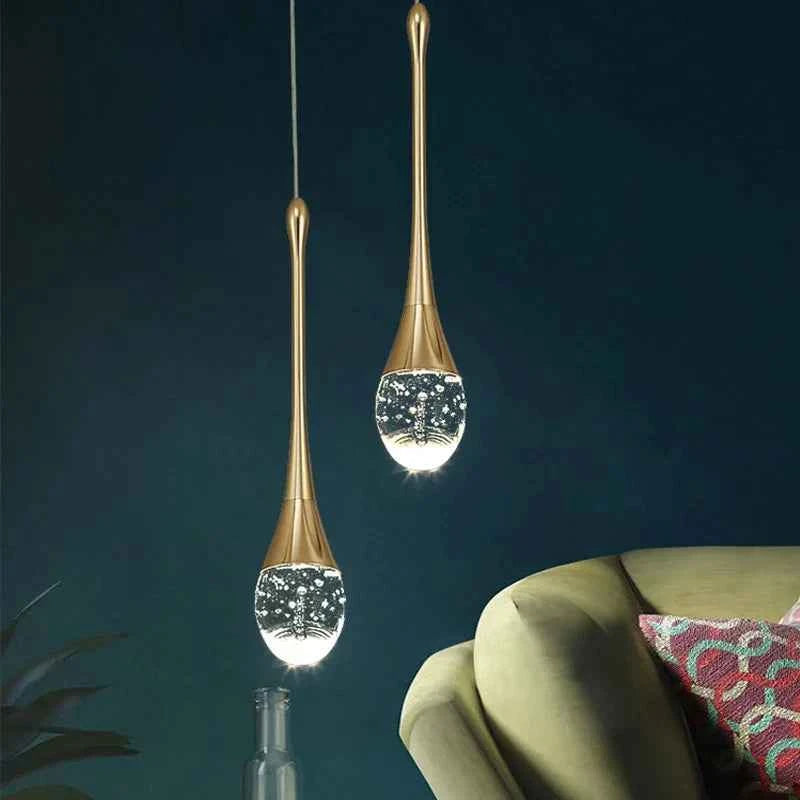 Modern Crystal Pendant Lamp - Elegant Bedside Hanging Lighting