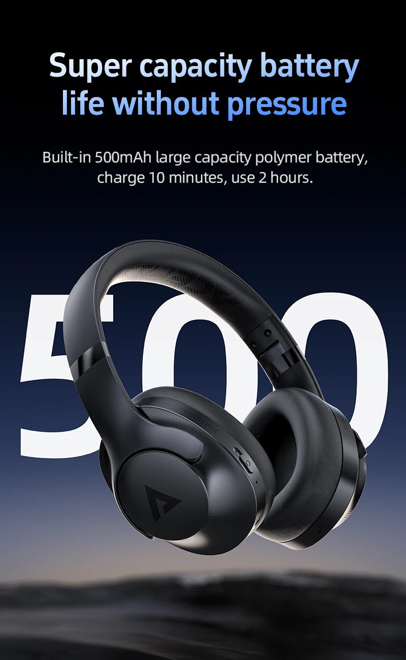 Premium Over-Ear Headphones with Active Noise Cancelling - 40mm HiFi Drivers
