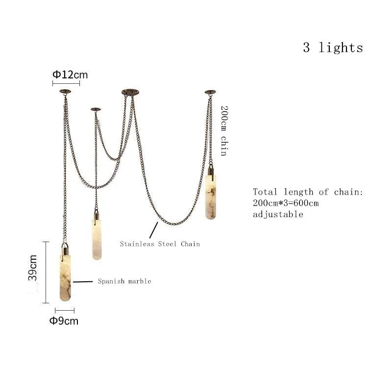Luxury Marble Pendant Chandelier – Premium Solid Brass Multi-Light Ceiling Lamp for Living Room, Dining Area, Loft & Staircase Decor - Tulique