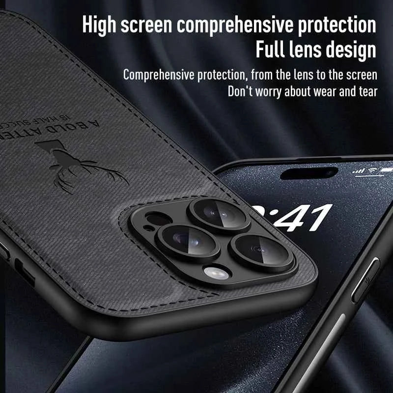 Luxury Leather Deer Head Phone Case - Shockproof Soft Back Cover