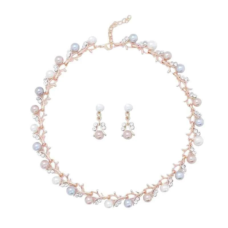 Elegant Pearl Jewelry Set - Retro Clavicle Chain & Earrings