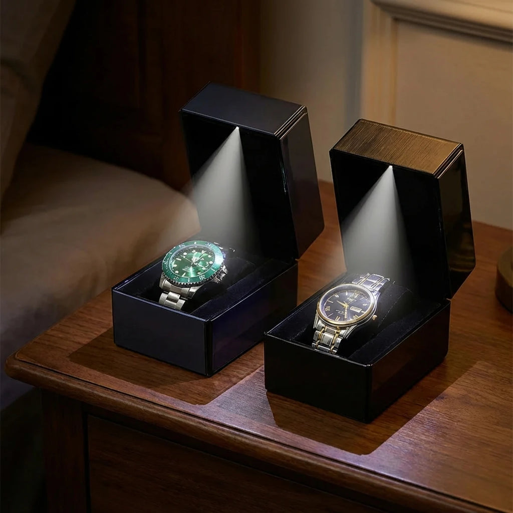 Premium Luxury LED Watch Box - Clamshell Single Case