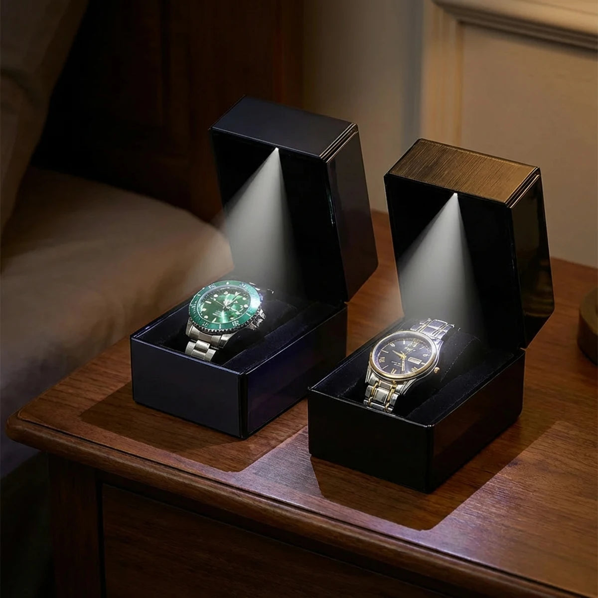 Premium Luxury LED Watch Box - Clamshell Single Case