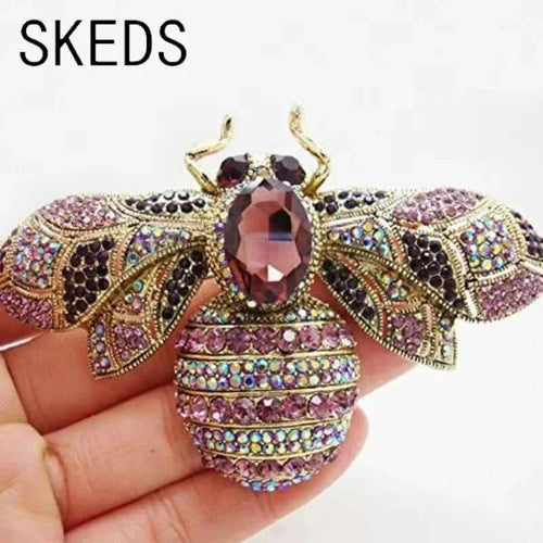 Elegant Crystal Bee Brooch Pin - Vintage Rhinestone Insect Badge