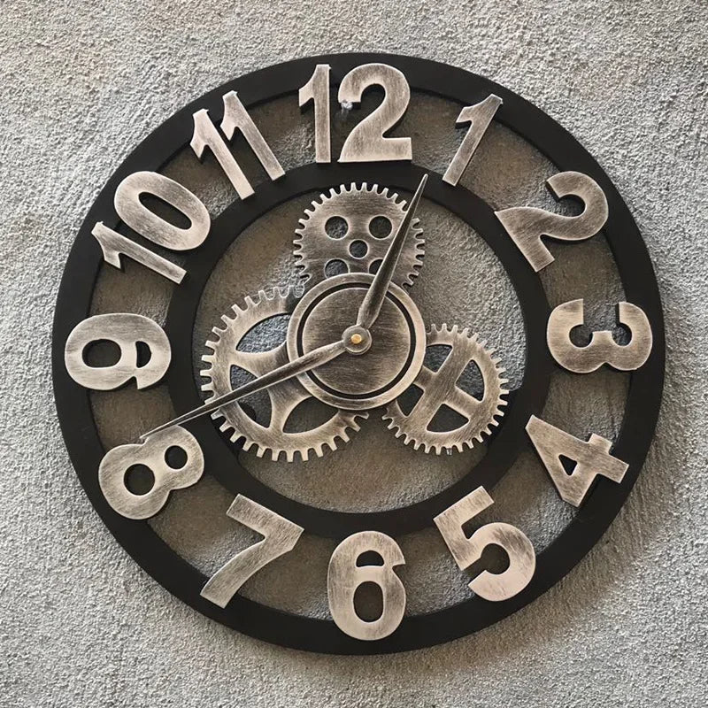 Premium Industrial Gear Wall Clock - Moving Metal Decor
