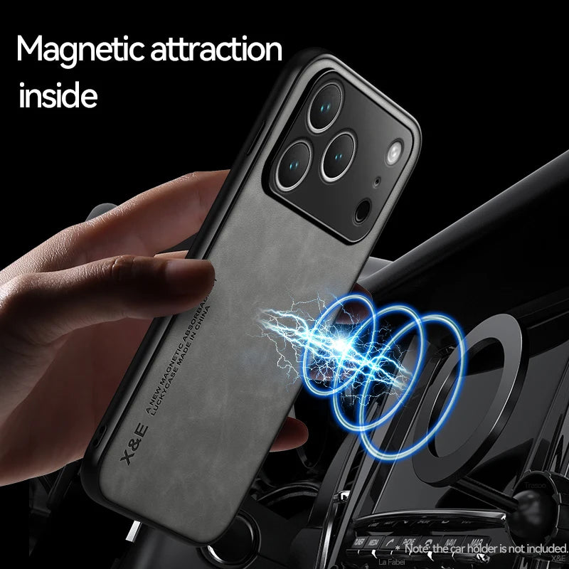Luxury iPhone Shockproof Case - Magnetic Car Holder