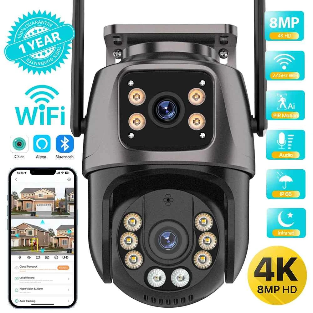 Professional Outdoor PTZ Camera - 4K Dual Lens AI Tracking