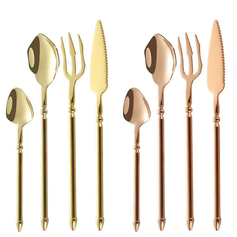 Premium 4pcs Luxury Flatware Set - Steak Knife Fork Spoon