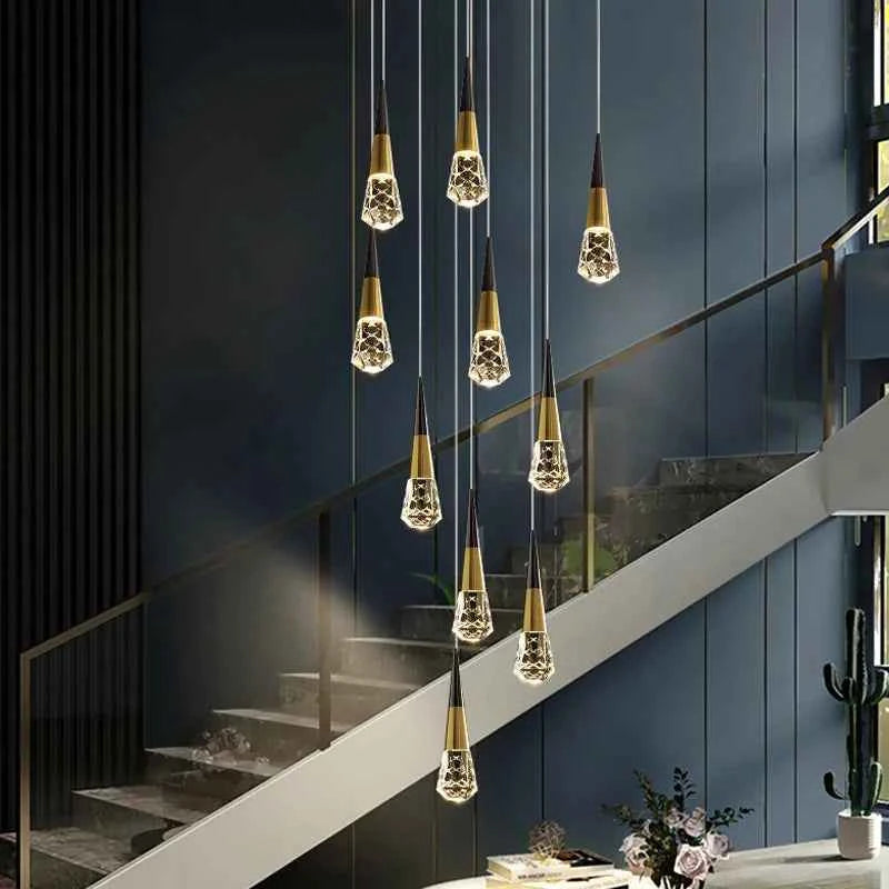 Luxury Spiral Crystal Chandelier - Modern LED Staircase Lighting