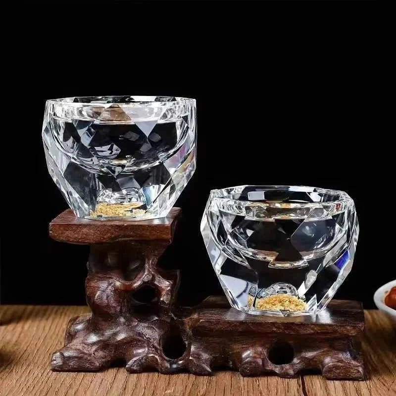 Luxury Crystal Shot Glass - Double Bottom Gold Foil Design