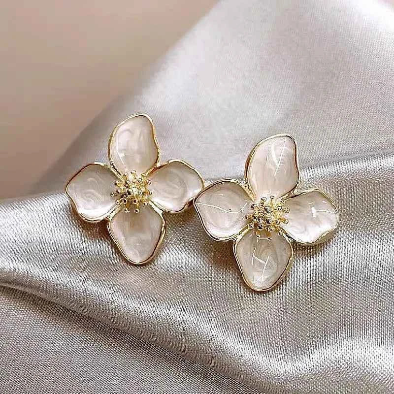 Elegant Retro Drip Glaze Red Flower Earrings - Luxury Jewelry
