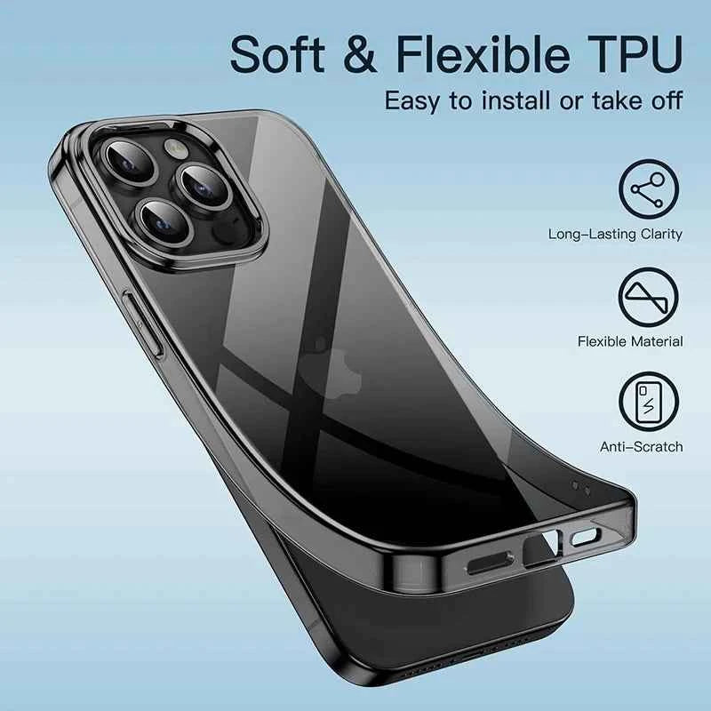 Premium Transparent Black Silicone Case - Ultra Thin Clear Shell