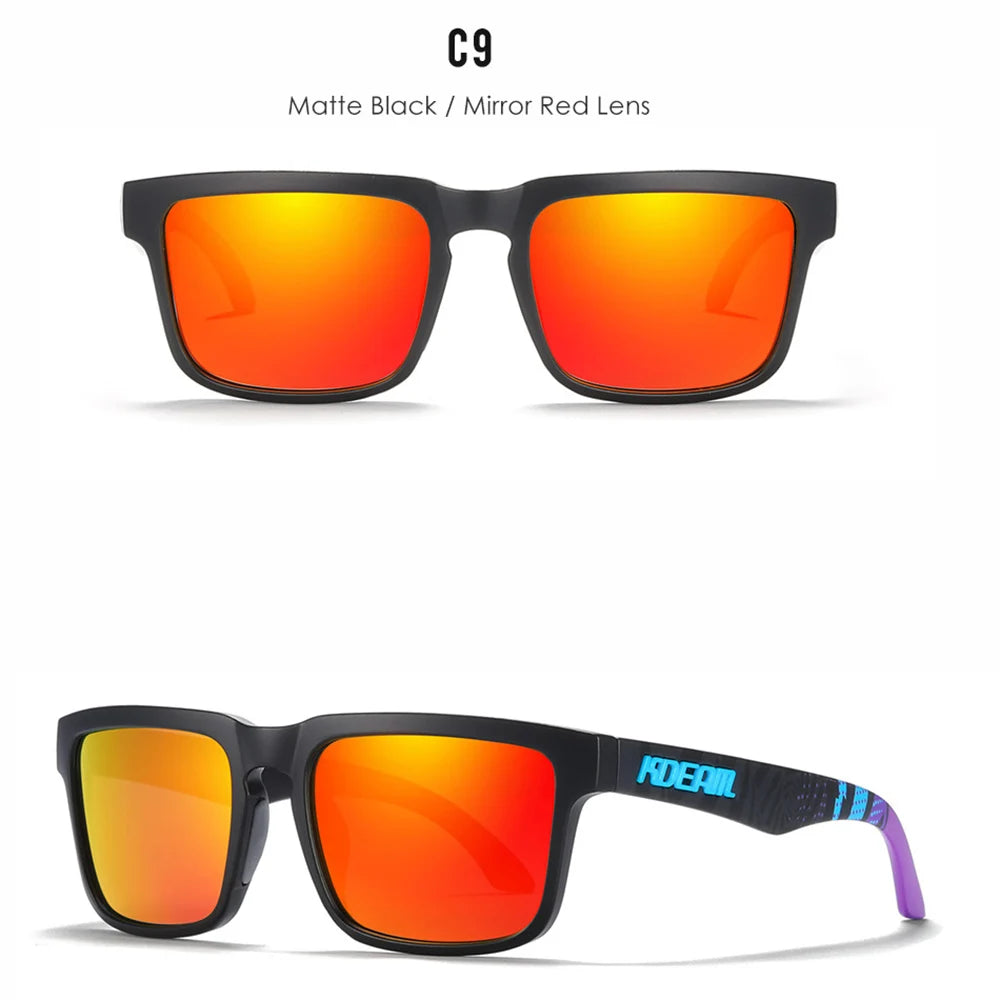 Premium Men Square Sunglasses - Polarized UV Protection & Mirrored Lens