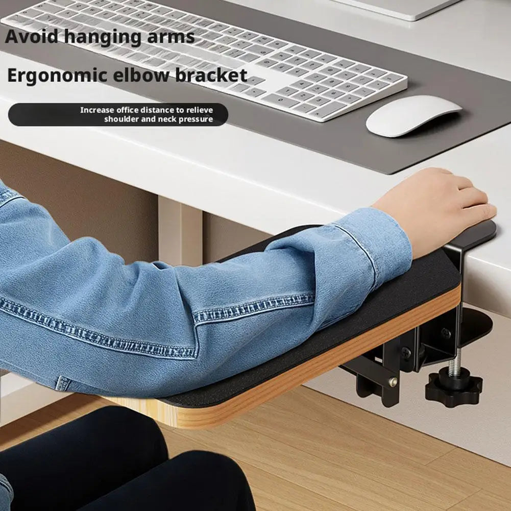 Premium Desk Arm Rest Pad - 90° Adjustable Wooden Support