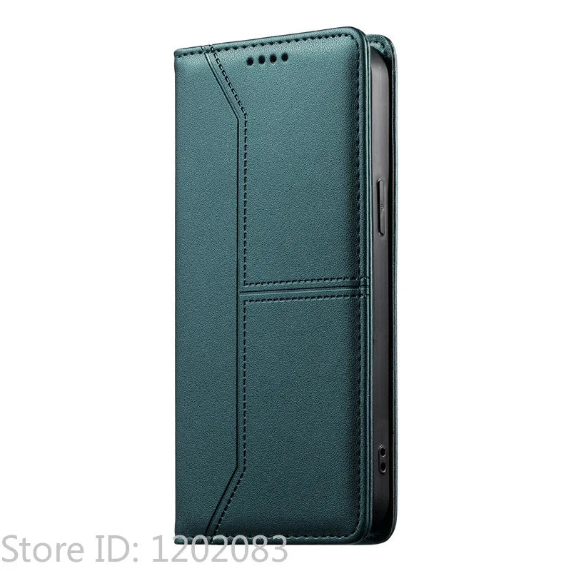 Luxury Magnetic Leather iPhone Case - Wallet Flip Cover