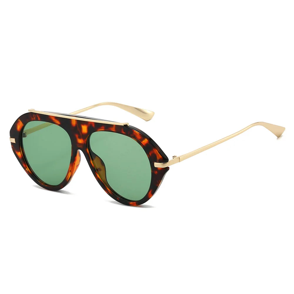 Retro Oversized Pilot Sunglasses - Vintage Gold Frame Shades