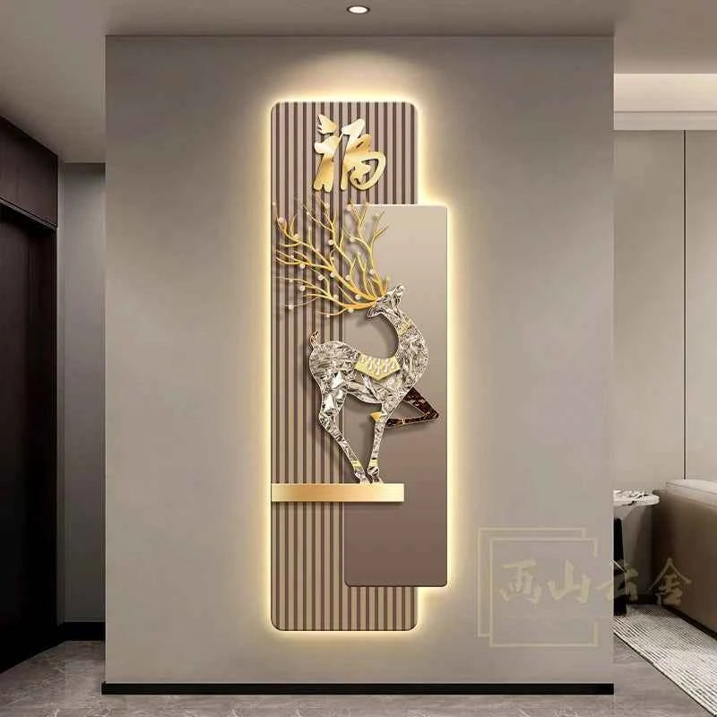 Elegant Reindeer LED Decorative Painting - Luxury Corridor Wall Light