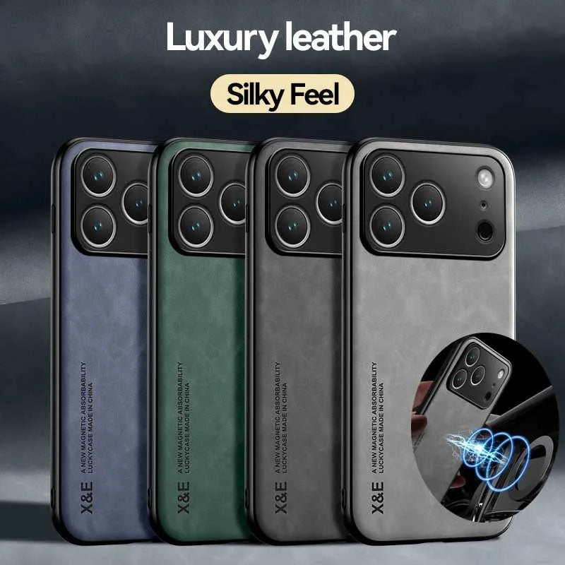 iPhone Shockproof Case - Dark gray luxury protective cover with magnetic car holder