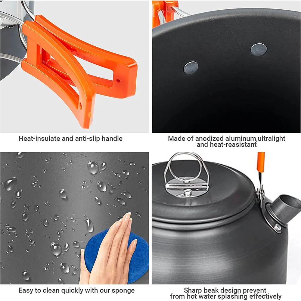 Premium Camping Cookware Kit - Compact & Durable Aluminum Set