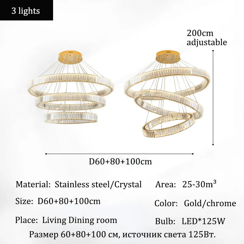Elegant Crystal Ring Chandelier - Modern Dining Room Lighting