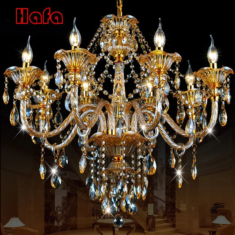 Elegant Gold Lustres Modern Crystal Chandelier Lighting
