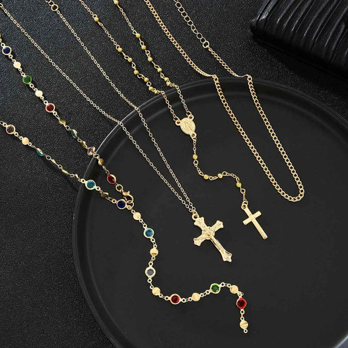 Elegant Crystal Cross Pendant Necklace - Y2K Vintage Jewelry