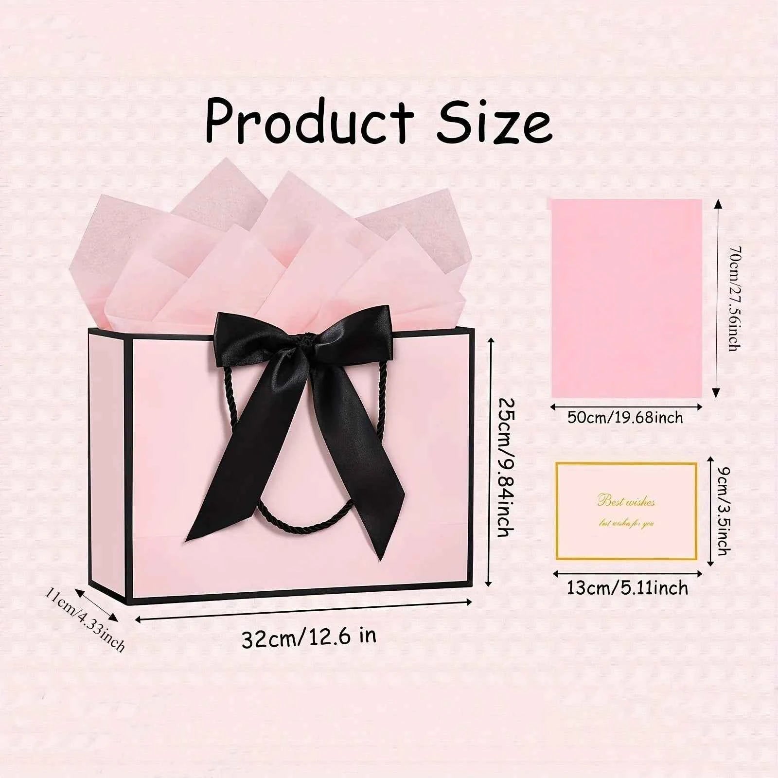 8 large and elegant gift bags, hand-held shopping bags (2 gift bags with bow ribbons, 2 greeting cards and 4 thin papers)