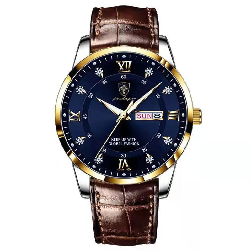 Luxury Men's Quartz Watch - Waterproof & Luminous Leather