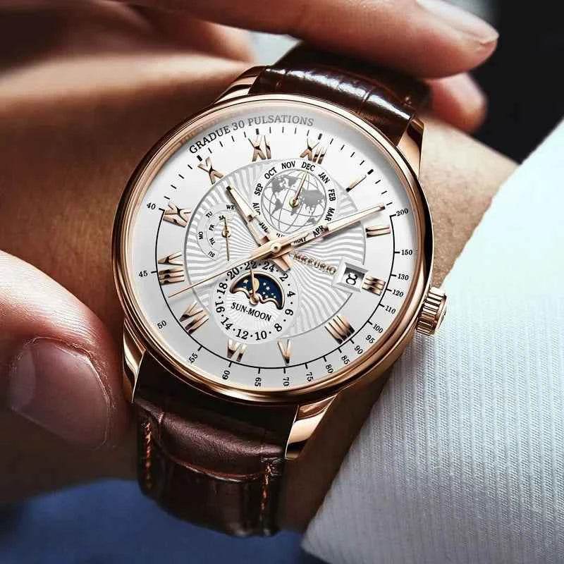 Elegant Men's Quartz Leather Watch - Versatile Business Style