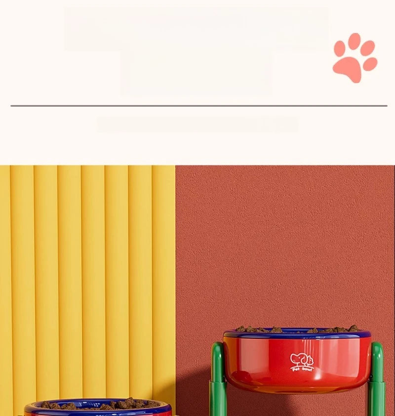 Pet Dog Bowl Lifted Lowered Neck Protection for Cats Dogs Water Bowl Oblique Suction Cup Pet Feeding Tool Dopamine Pet Products