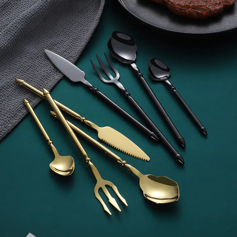 Premium 4pcs Luxury Flatware Set - Steak Knife Fork Spoon