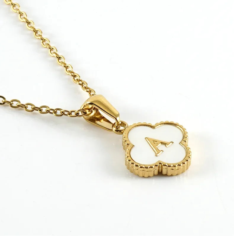 Elegant Initial Letter Necklace - Lucky Shell Gold Pendant