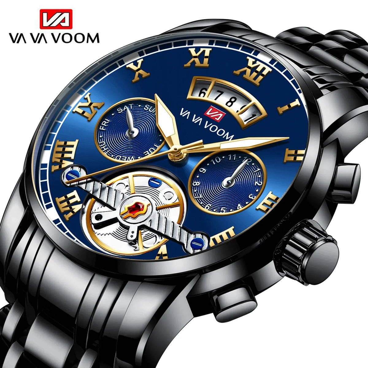 Premium Mens Luxury Watch - Stainless Steel Waterproof Timepiece